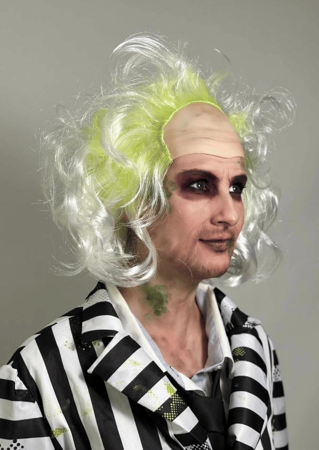 ALLAURA Premium Betelgeuse Green Wig with Bald Cap — Compatible with Beetlejuice Wig | Halloween Beetlejuice Hair Unisex - Image 3