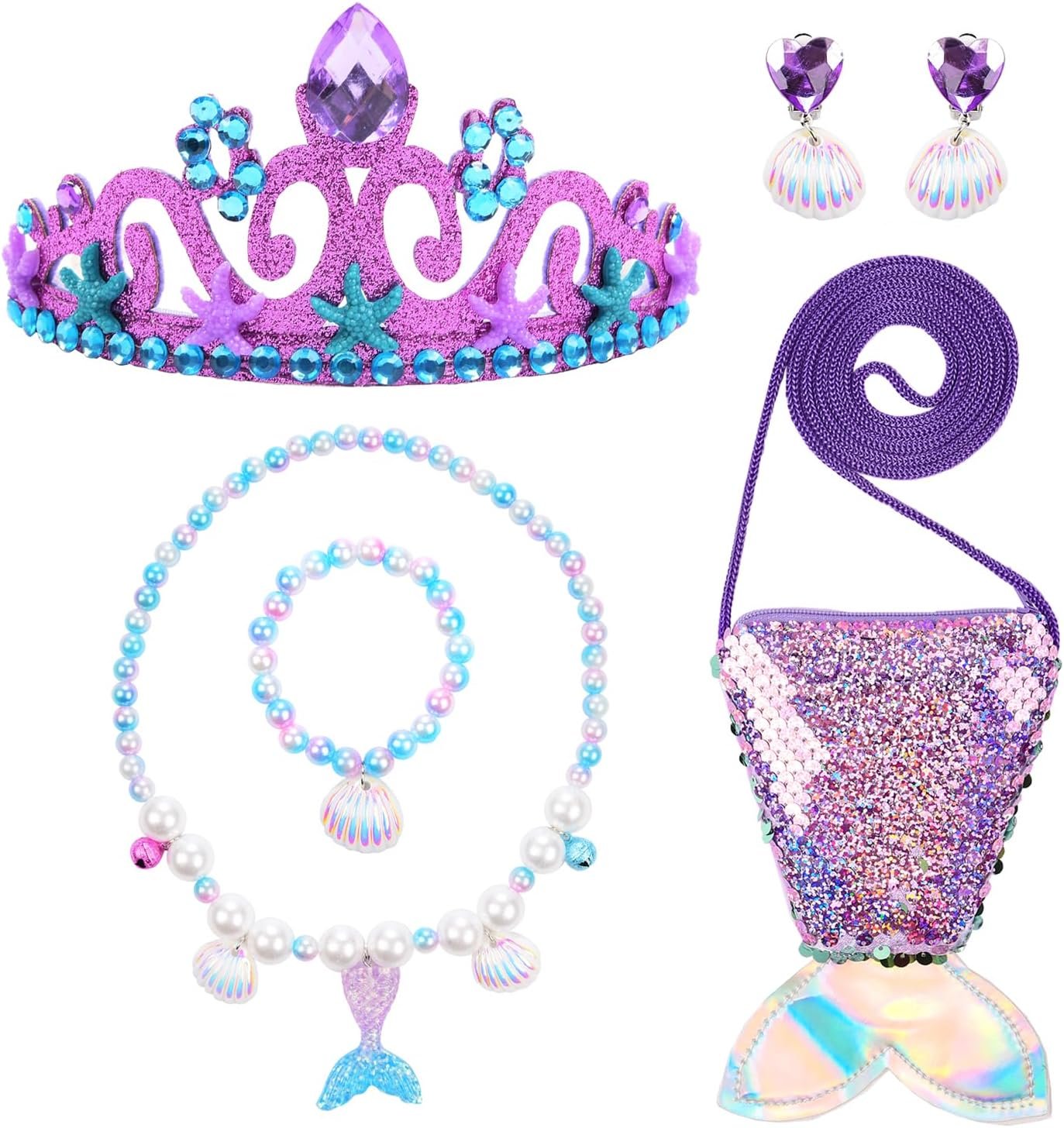 Little Mermaid Costume for Girls Ariel Dress Up Outfit Kids Mermaid Birthday Party Gown Halloween Costume 3-9Y - Image 5