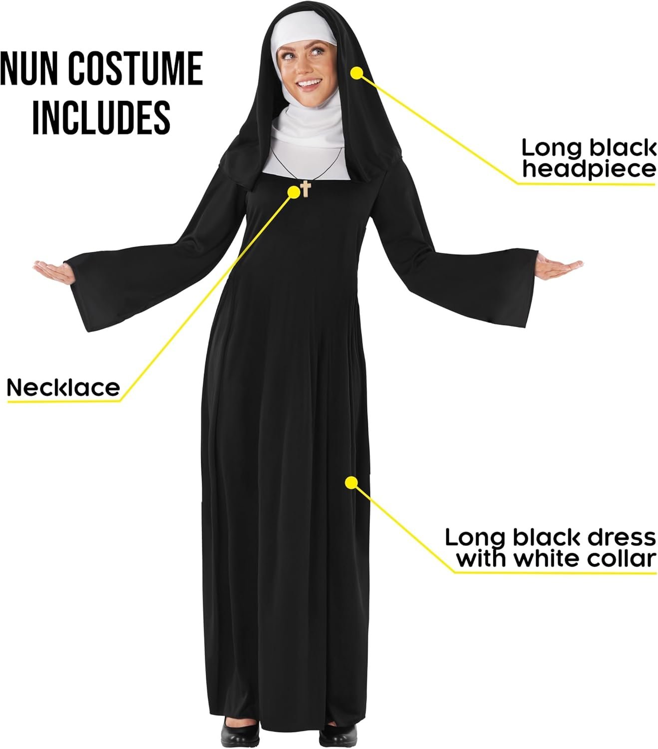 fun shack Nun Costume Woman, Nun Outfit, Womens Nun Costume, Womens Halloween Costumes, Women Halloween Costume - Image 2