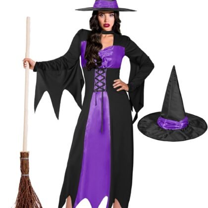 CICOCI Witch Costume Women With Wicked Witch Hat Halloween Costume For Adult Witch dress Full Outfits