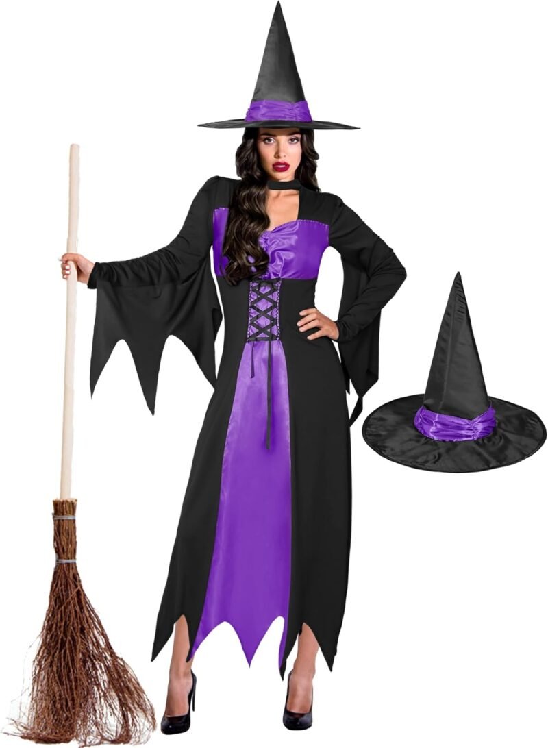 CICOCI Witch Costume Women With Wicked Witch Hat Halloween Costume For Adult Witch dress Full Outfits