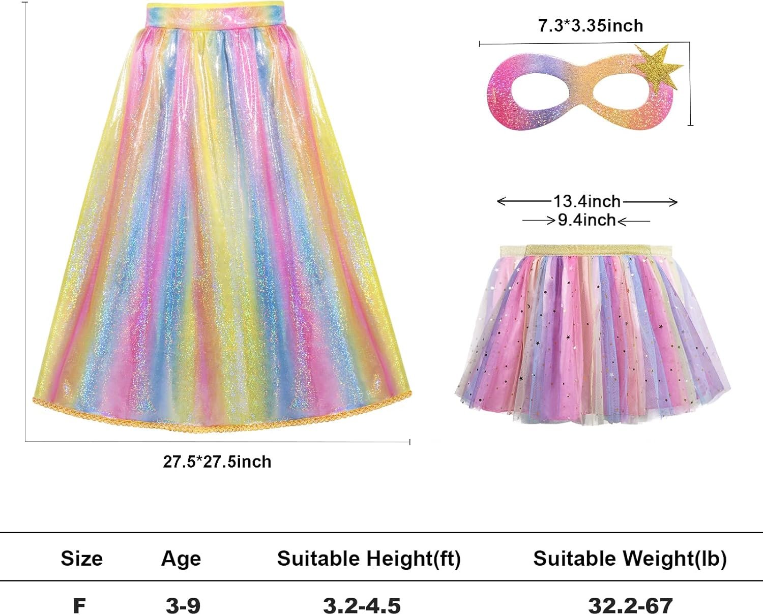 iROLEWIN Kids Superhero-Capes-Costumes for Girls Princess Dress-Up Fairy Cape Mask Tutu as Halloween Birthday Gifts Toys - Image 8