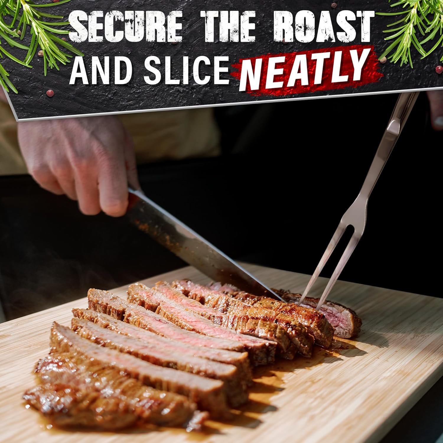 Two Pronged Carving Fork for Meat - 11" Stainless Steel Meat Fork, Rust Resistant, Difficult to Break, Comfortable Handle, Easy to Clean, Lightweight, for Convenient Slicing, Cooking & Serving - Image 7