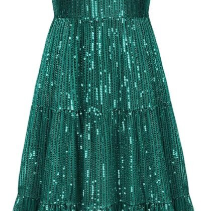 GRACE KARIN Girls Sequin Dress Formal Party Elegant Fancy Girls Maxi Long Dress for 5-14Y