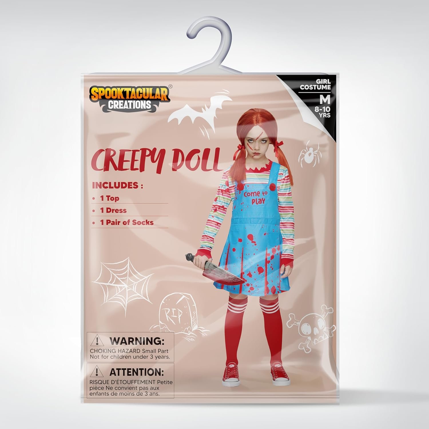 Spooktacular Creations Creepy Doll Costume for Kids Girls, Halloween Costume for Kids, Girls Killer Doll Outfit - Image 5