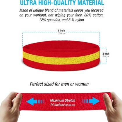 Suddora Striped Sweatband Set, Moisture Wicking 2 Wristbands and 1 Headband, Breathable Athletic Sweat Bands for Sports, Costumes & Cosplay, Matching Bands to Wear with Jersey