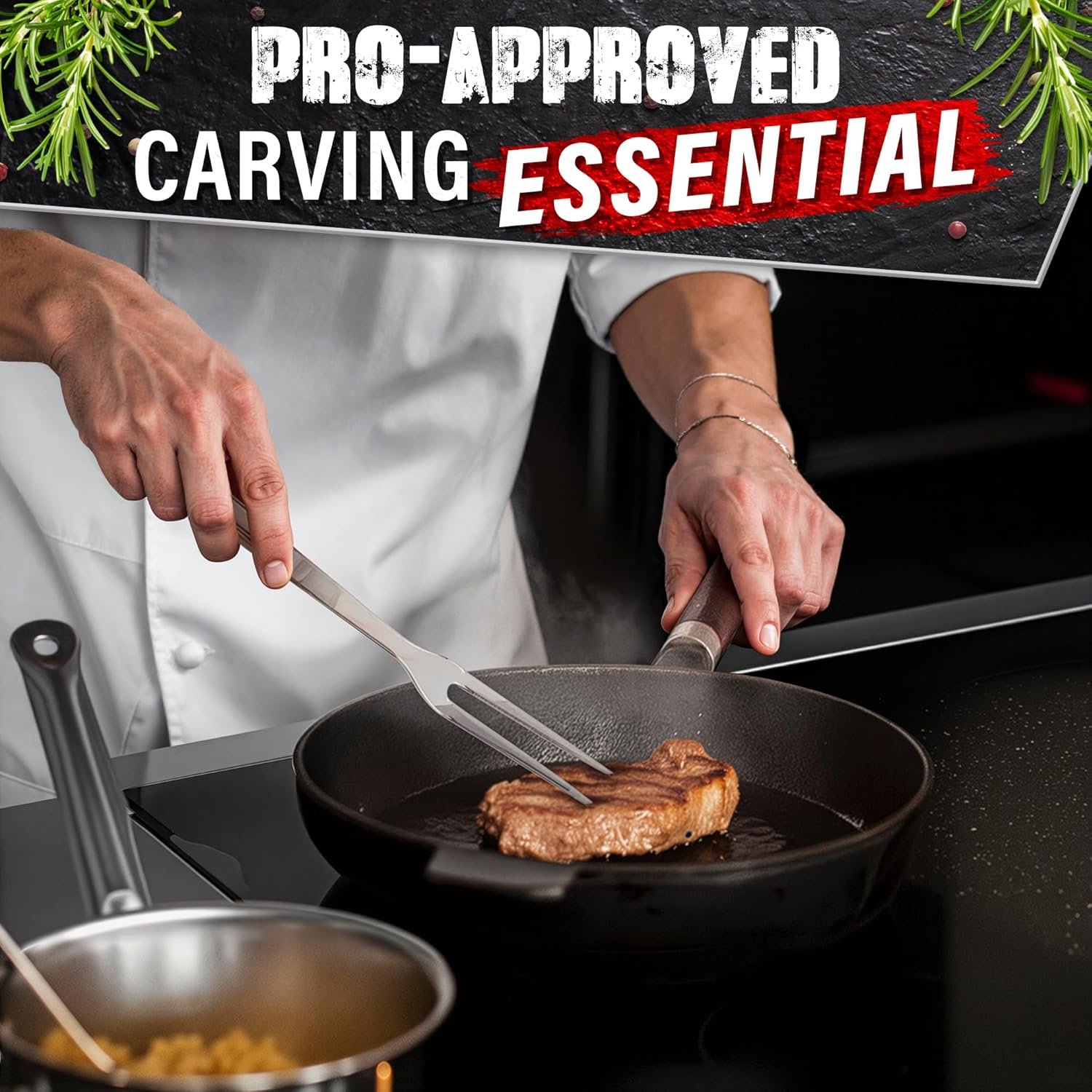 Two Pronged Carving Fork for Meat - 11" Stainless Steel Meat Fork, Rust Resistant, Difficult to Break, Comfortable Handle, Easy to Clean, Lightweight, for Convenient Slicing, Cooking & Serving - Image 9