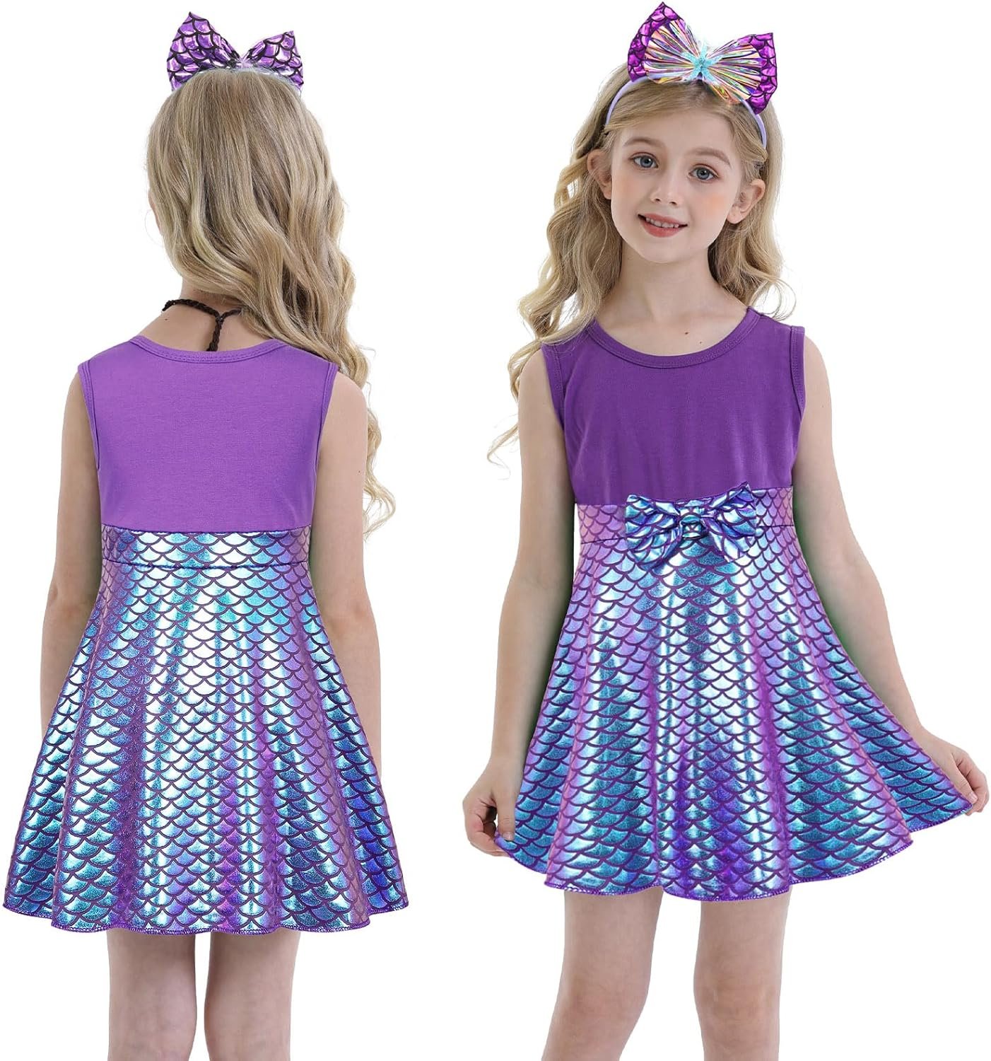 HenzWorld Little Girls Mermaid Princess Dress Toddler Halloween Costume Dress up Pretend Play Christmas Birthday Mermaid Gift - Image 2