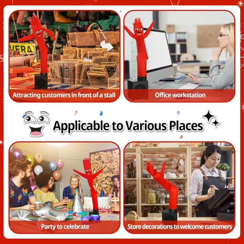 Poen Mini Wacky Waving Inflatable Tube Guy for Kids Gift with Blower Gag Inflatable Tube Man Birthday Desktop Decor Dancing Blow up Man for Office Party Decor(Funny) - Image 6