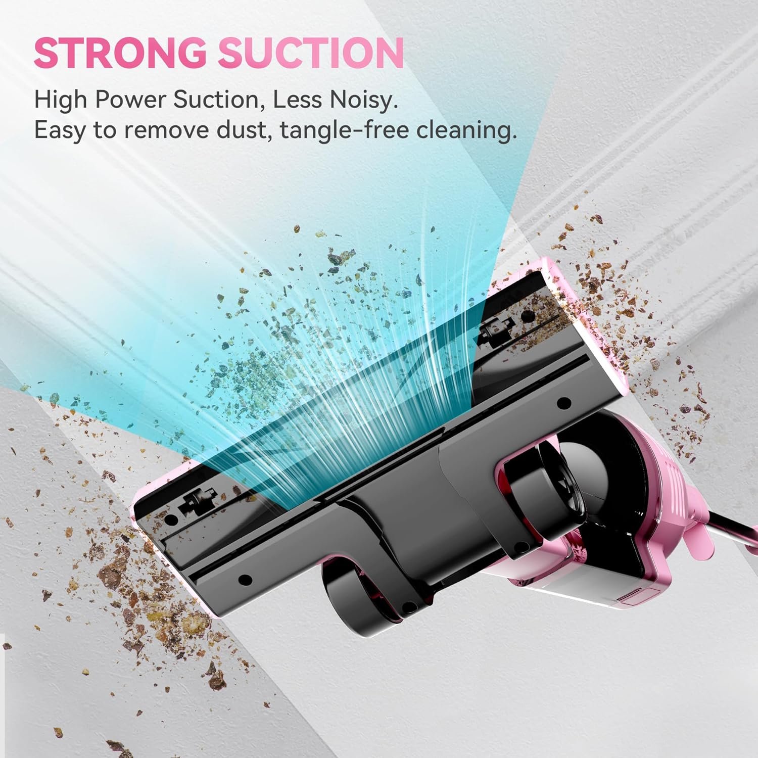 Vazone R6X Corded Stick Vacuum Cleaners for Home, 30000pa Powerful Suction Stick Vacuum with 16Ft Cord, 2 in 1 Lightweight Vacuum Cleaner for Hard Floor Pet Hair (Pink) - Image 8