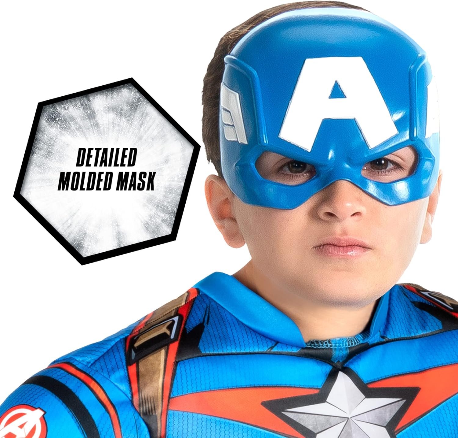 Marvel Captain America Official Youth Halloween Costume - Premium Quality Padded Jumpsuit with Plastic Mask - Image 4