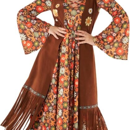 Morph 70s Costume For Women, Hippie Costume For Women, 70s Long Dress, Womens 60s Halloween Costumes