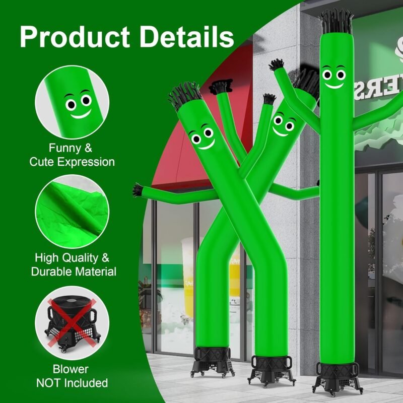 Sky Waving Inflatable Tube Man Only, 20 Feet Tall Wacky Waving Inflatable Tube Guy, Replacement Tube Man for Opening Activities, Green (No Blower) - Image 3