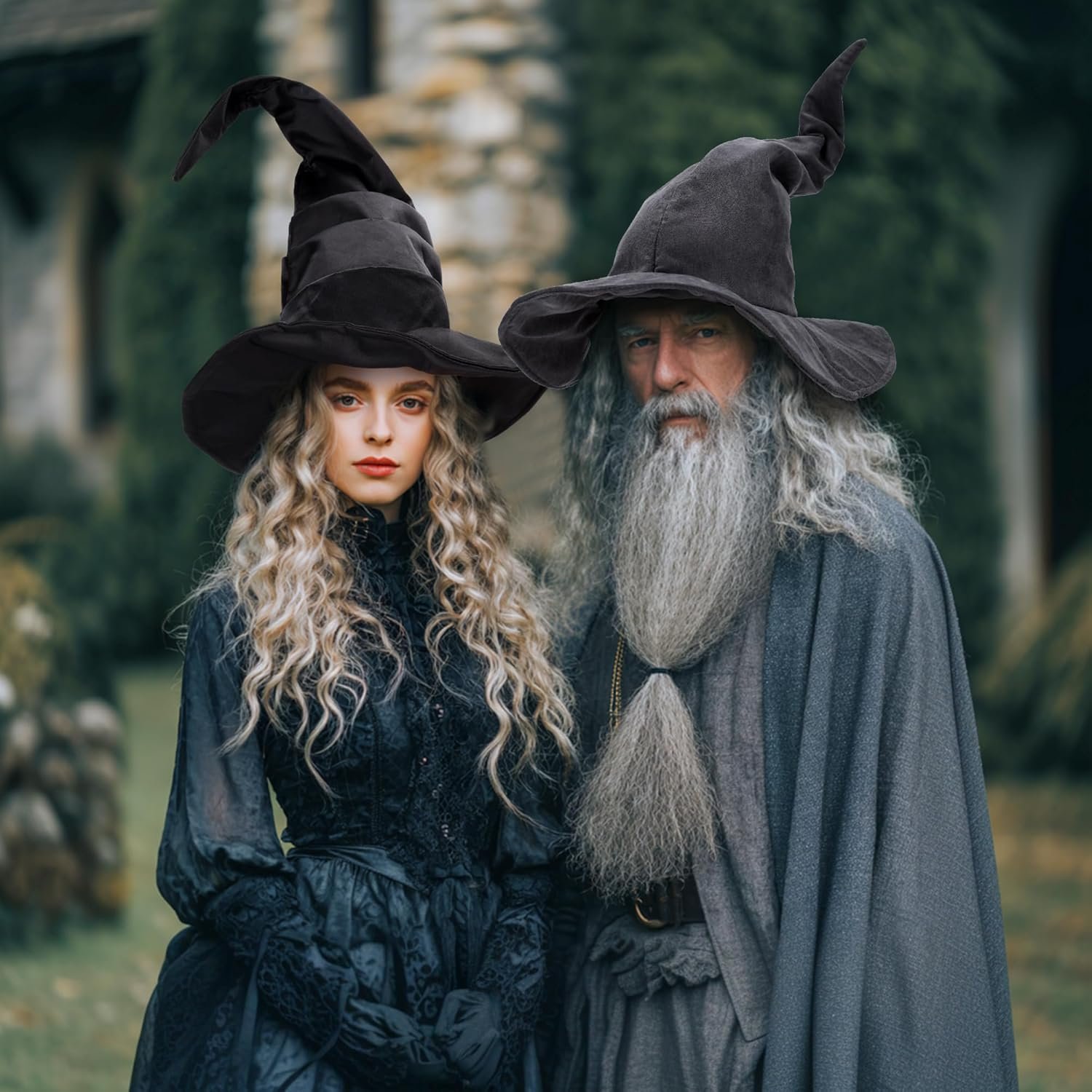 Ibeauti Women Halloween Witch Hat Long Ruched Black Witch Costume Hat Accessory - Image 6