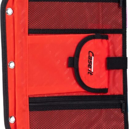 Case It 5-Tab Binder Accessory, 5-colored tabbed, 6 pocket expanding file, fits any standard 3 ring letter size binder, additional zippered mesh pockets for pen storage, ACC-21, Red