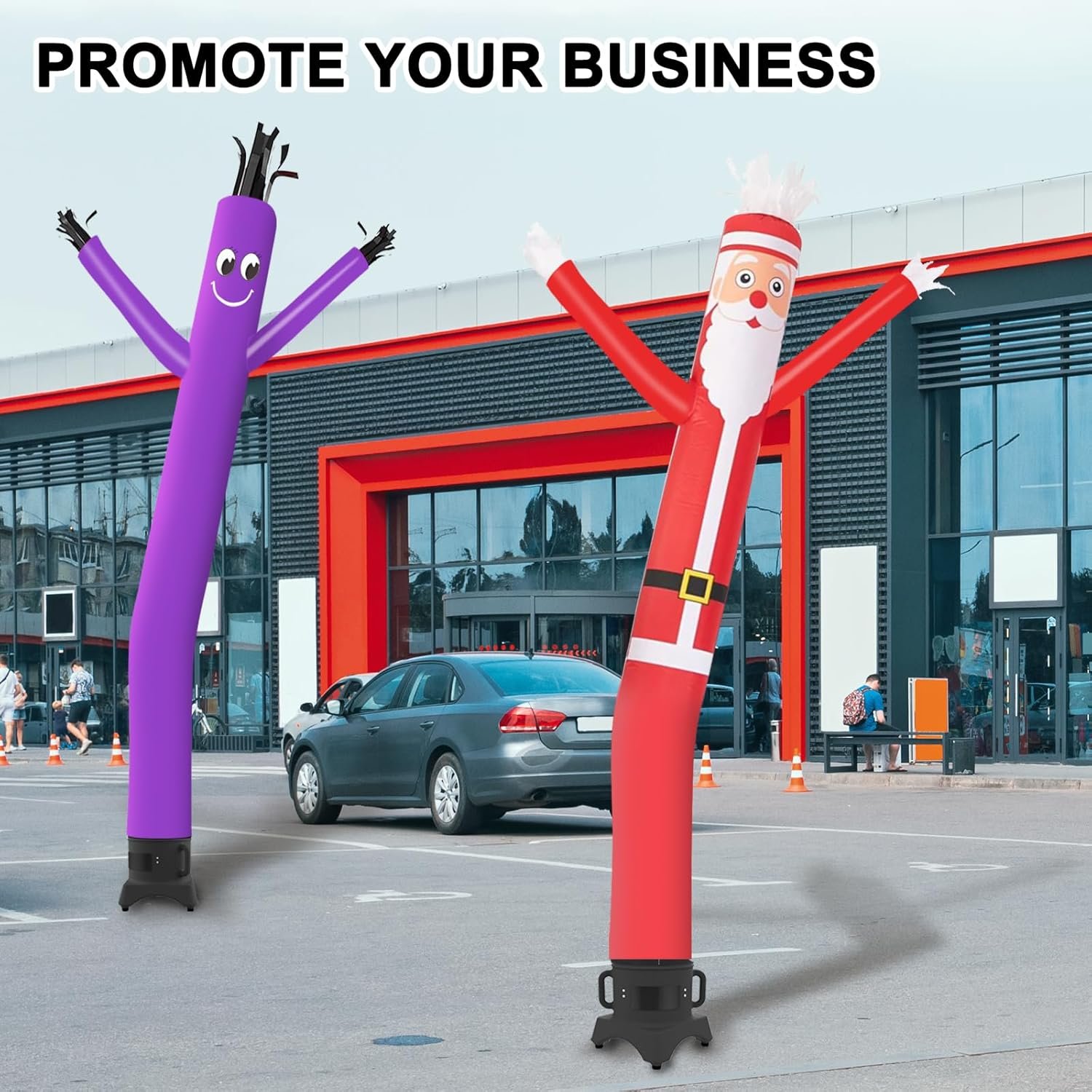 MOUNTO 10ft Inflatable Dancer Waving Tube Man Puppet for Store Sign (Santa) - Image 4