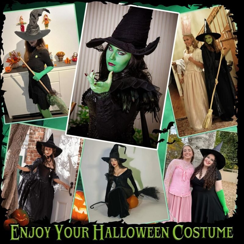 Witch Costume for Women Halloween Cosplay with Hooded Cape Witch Hat Gloves Socks Cosplay Props Party Outfits - Image 6