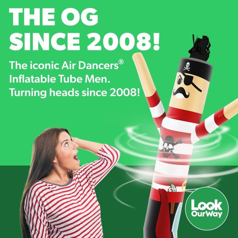 LookOurWay Air Dancers Wacky Waving Inflatable Tube Man - 7ft Tall Inflatable Dancing Man with Weather-Resitant Blower for Business Advertising - Character Themed - Pirate - Image 2