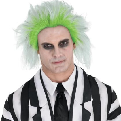 Party City Beetlejuice Wig Costume Accessory for Adults - Costume Includes Wacky Wig with Green & Gray Hair Color - Costumes for Halloween, Birthday Parties, & Themed Events