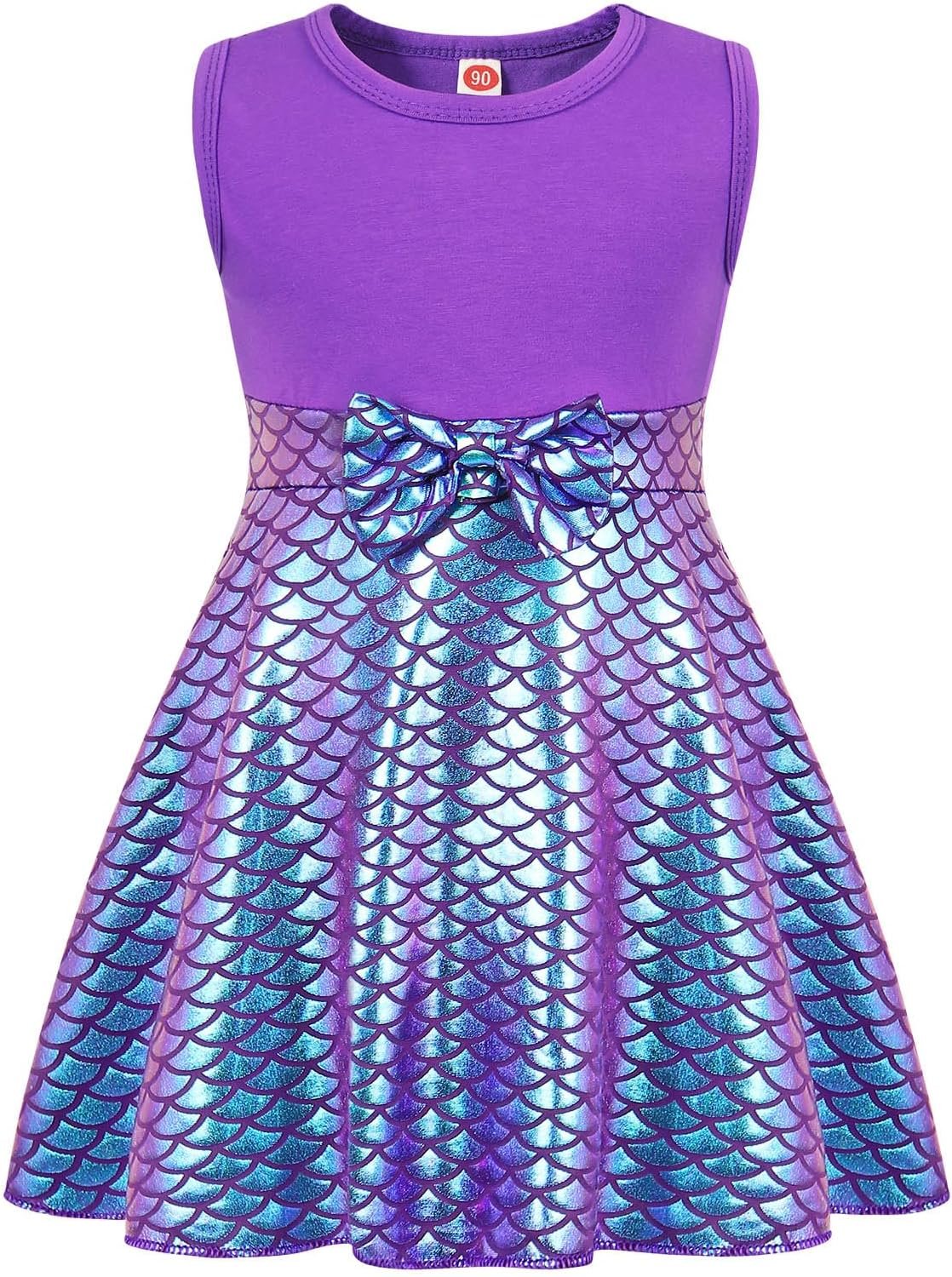 HenzWorld Little Girls Mermaid Princess Dress Toddler Halloween Costume Dress up Pretend Play Christmas Birthday Mermaid Gift