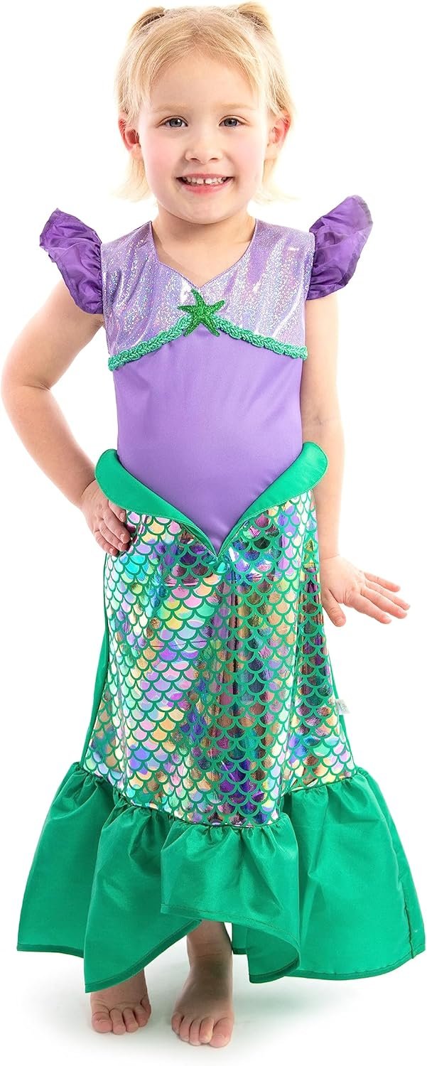 Little Adventures Classic Mermaid Princess Dress Up Costume - Machine Washable Child Pretend Play Dress with No Glitter