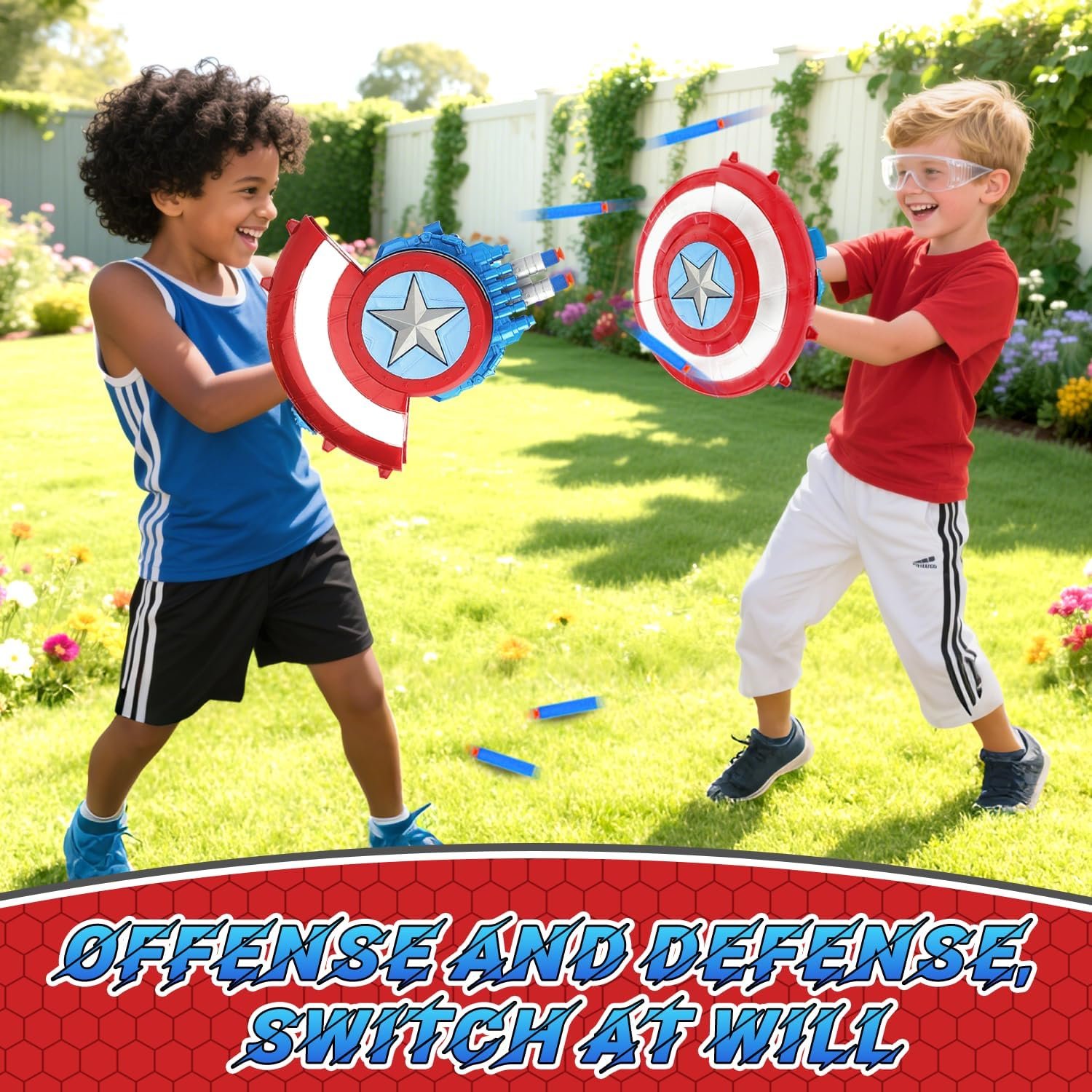 LITTCO Captain Shooting Shield, 20 Darts Captain Shield Toy with Goggles, Kids Role Play, Ideal Birthday for 3-12 Years Old Children, Boys - Image 7