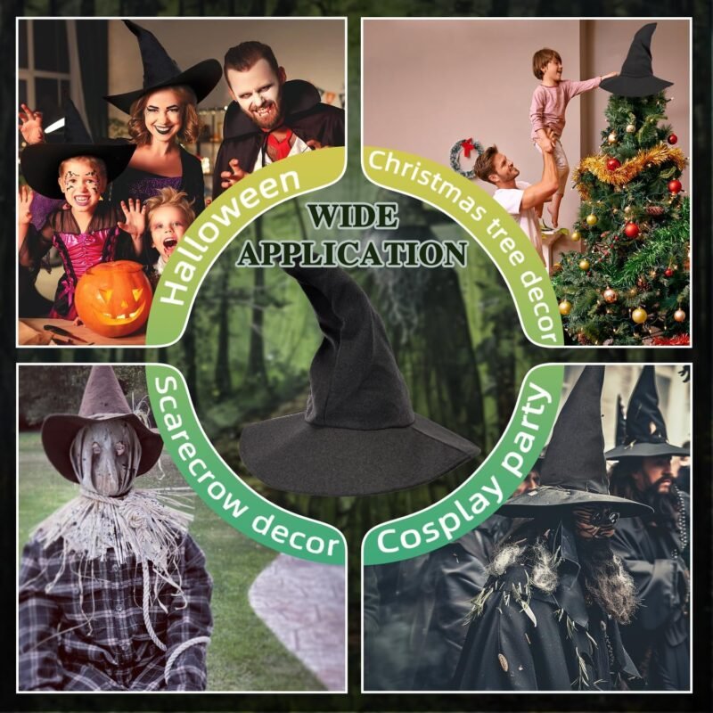 Witch Hat, 18IN Wizard Hat Cosplay Accessories for Halloween Costume Party Christmas Masquerade Carnivals - Image 4