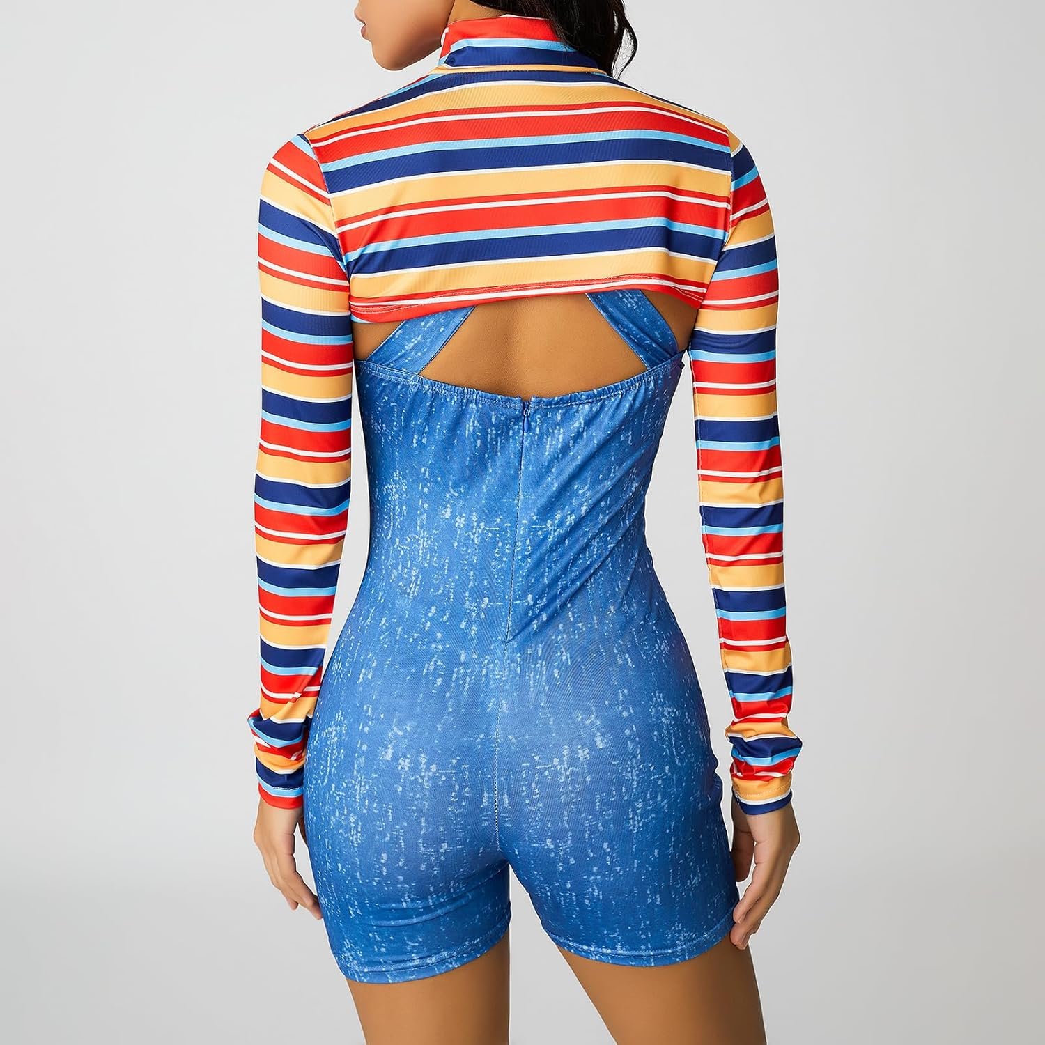 Womens Scary Nightmare Killer Doll Halloween Costumes Movie Character Bodysuit Set Fancy Dress Outfits - Image 5