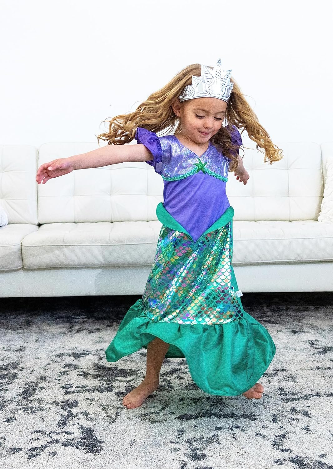 Little Adventures Classic Mermaid Princess Dress Up Costume - Machine Washable Child Pretend Play Dress with No Glitter - Image 3