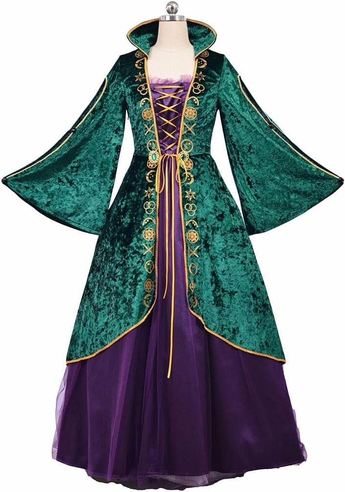 Medieval Witch Sister Cosplay Costume Womens Dress Halloween Costume Robe