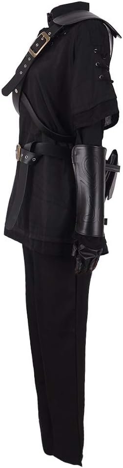 miccostumes Men's Costume Warrior Cosplay Pure Dark Black Uniform Fullset Tunic Pants With Belt and Hat - Image 3
