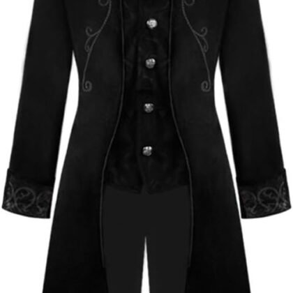 Crubelon Men's Steampunk Vintage Tailcoat Jacket Gothic Victorian Frock Coat Uniform Halloween Costume