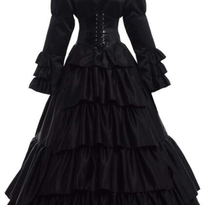 GRACEART Women Victorian Rococo Dress Gothic Ball Gown Costumes (Dress & Hoop skirt)