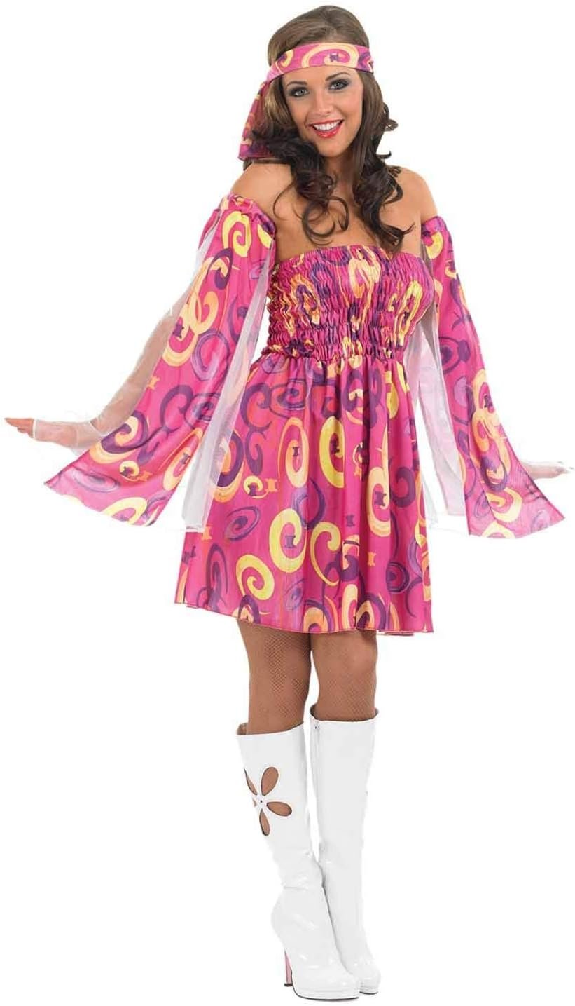fun shack 70s Fancy Dress Women, Hippy Fancy Dress for Women, Womens Hippie Costume, Gogo Girl Costume Women - Image 2