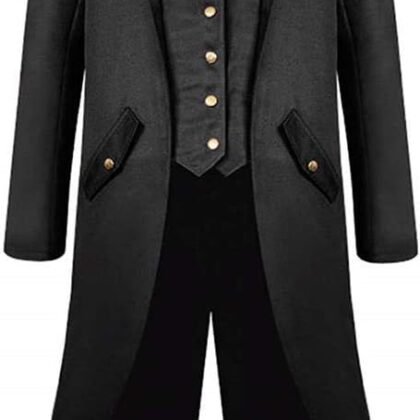 Inmeilifus Men's Steampunk Jacket Tailcoat Halloween Costumes Victorian Coat Gothic Cosplay Vintage Frock Coat Uniform