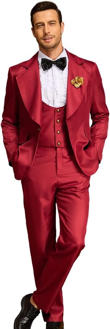 Poboola Betelgeuse Costume Red Suit Mens Wedding Weird Outfit Halloween Couple Costumes Horror Funny Beetle Movie Cosplay