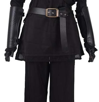 miccostumes Men's Costume Warrior Cosplay Pure Dark Black Uniform Fullset Tunic Pants With Belt and Hat