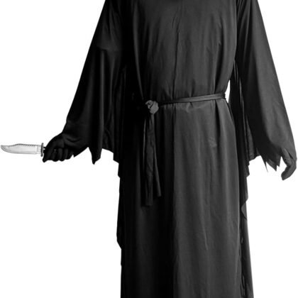 Unisex Halloween Costumes, Hooded Cloak, Cosplay Cloak Horror Robe Costume Halloween Tunic Hooded Robe