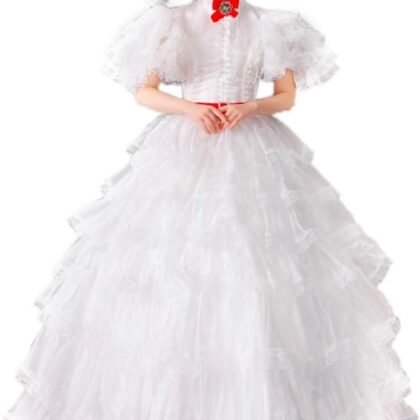 High-end Court Rococo Baroque Marie Antoinette Ball Dresses 18th Century Renaissance Historical Period Dress Gown for Women (XXL:Height67-69 Chest46-48 Waist39-41, Whiet-YL)