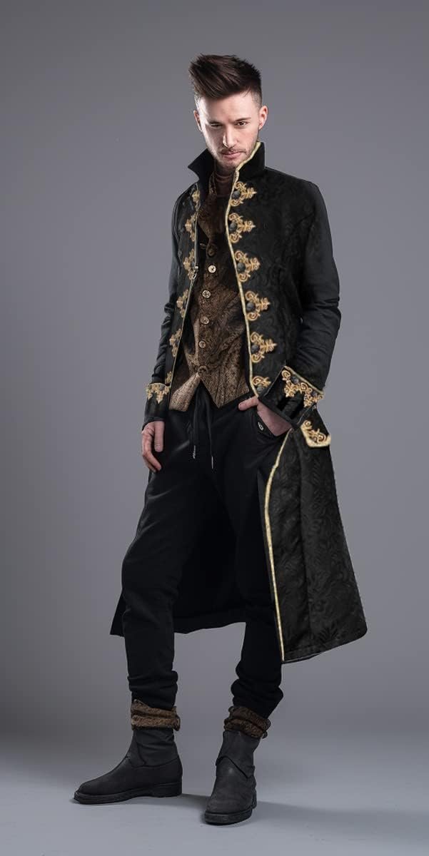 Men's Steampunk Vintage Tailcoat Jacket Gothic Victorian Frock Coat Uniform Halloween Costume - Image 5