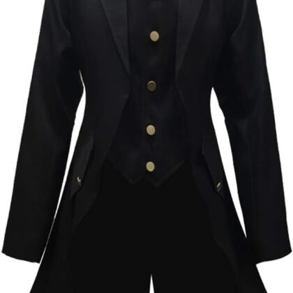 Crubelon Men‘s Steampunk Vintage Jacket Gothic Victorian Frock Coat Uniform
