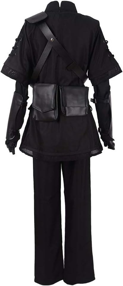 miccostumes Men's Costume Warrior Cosplay Pure Dark Black Uniform Fullset Tunic Pants With Belt and Hat - Image 2