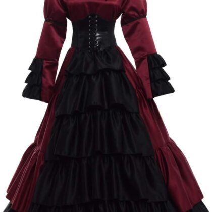 GRACEART Women Victorian Rococo Dress Gothic Ball Gown Costumes (Dress & Hoop skirt)