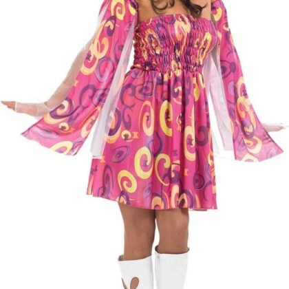 fun shack 70s Fancy Dress Women, Hippy Fancy Dress for Women, Womens Hippie Costume, Gogo Girl Costume Women