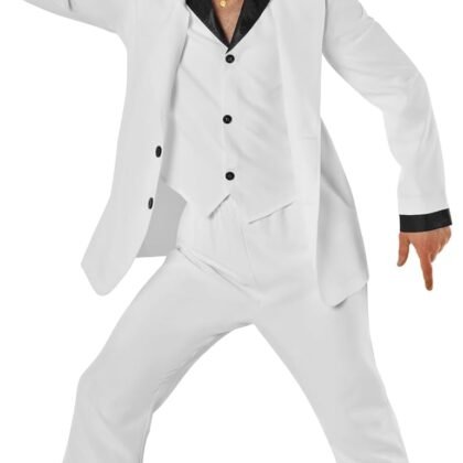 Morph Saturday Night Disco Costume Men 70s White Leisure Suit for Men 70s Fever Outfit Halloween Costumes For Adults