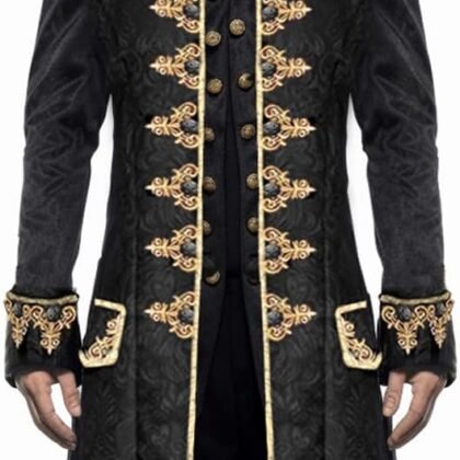 Men's Steampunk Vintage Tailcoat Jacket Gothic Victorian Frock Coat Uniform Halloween Costume