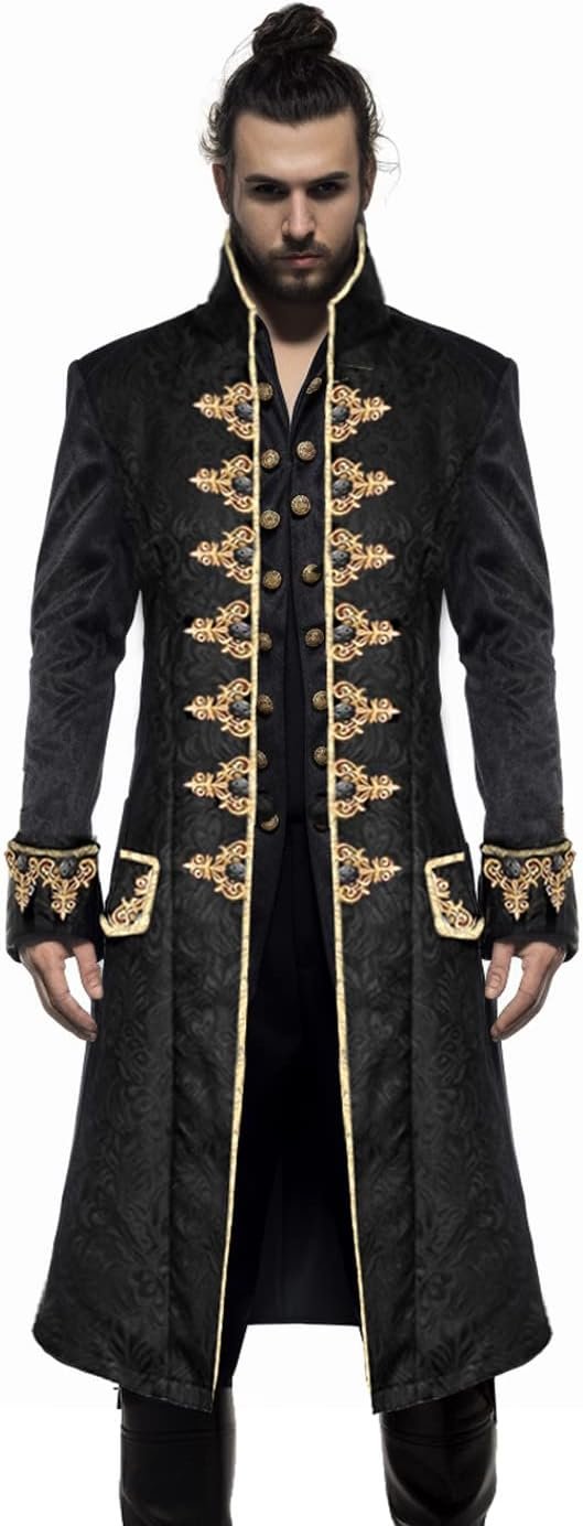 Men's Steampunk Vintage Tailcoat Jacket Gothic Victorian Frock Coat Uniform Halloween Costume