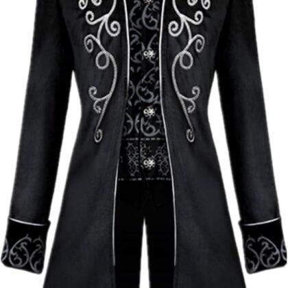Crubelon Men's Steampunk Vintage Tailcoat Jacket Gothic Victorian Frock Coat Uniform Halloween Costume