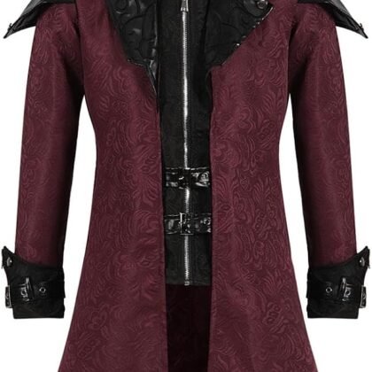 Inmeilifus Men's Medieval Costume Assassins Hoodie Steampunk Jacket Viking Cosplay Tailcoat Renaissance Vintage Halloween