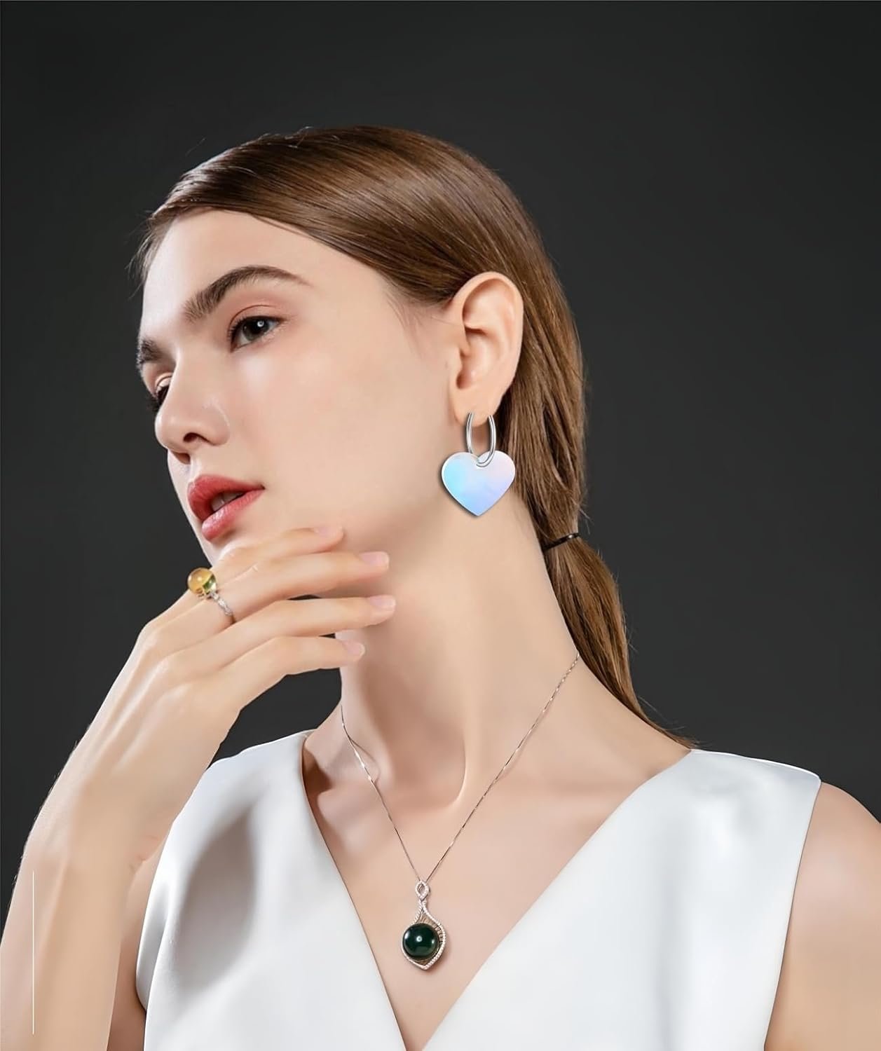 Lover Heart Earrings for Women 925 Silver Post Trendy Earrings Acrylic Dangle Drop Earrings TS Tour Concert Gifts for Fans (ST hanging ring) - Image 6